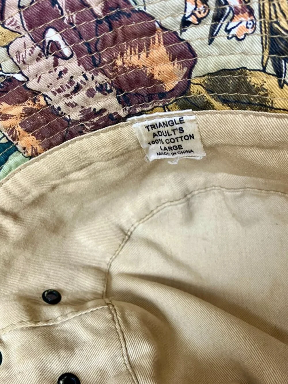 Vintage Bucket hat with snaps and animal collage print